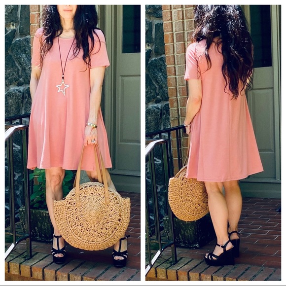 CHIC ROSE T-SHIRT SIDE POCKET SWING DRESS - Picture 6 of 10